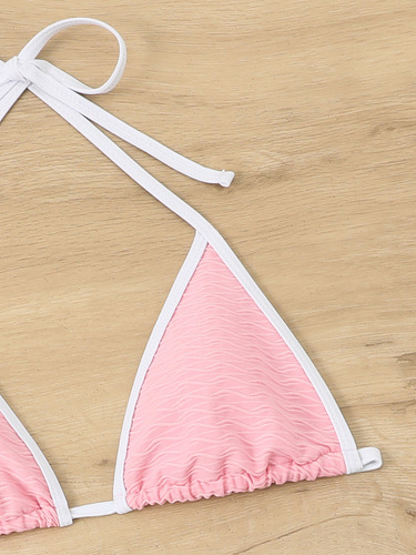 Traje De Baño Triángulo Para Mujer A Juego De Color Sólido