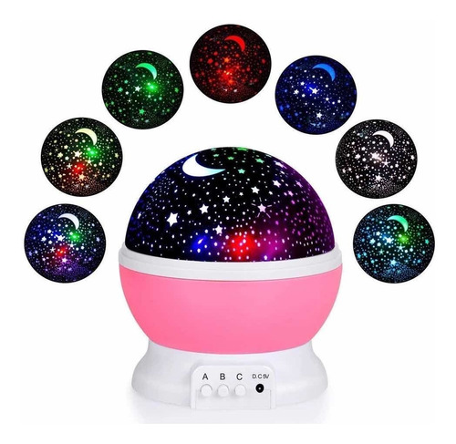 Lampara Proyector Esfera Velador Estrellas Luna Led Usb Pila