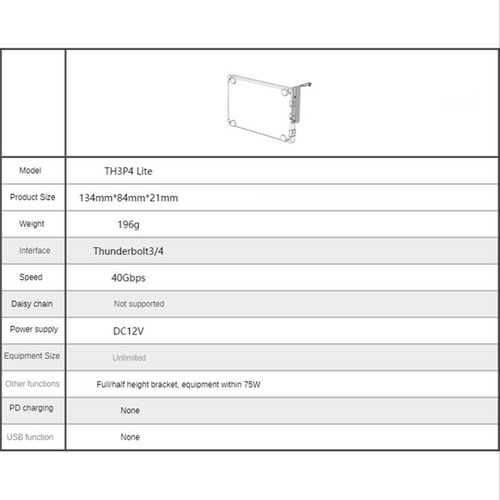 Tarjeta Gráfica Externa Th3p4 Lite Gpu Dock Para Thunder 3/4