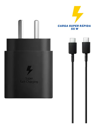 Cargador Ultra Rapido 55w Compatible A54 A70 S22 S23 Flip