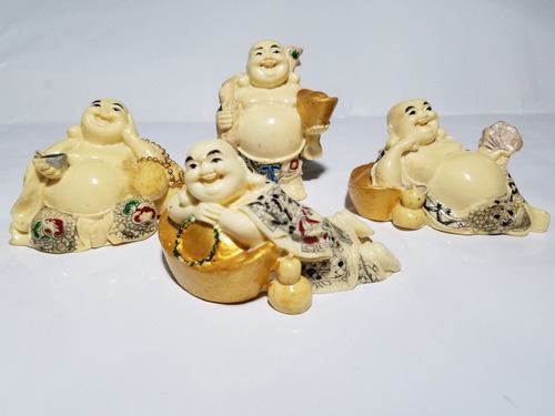 Figuras Chinas Buda Sonriente Recina Blanca Feng Shui X2