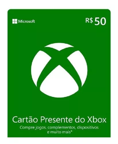 Cartão Presente Xbox Gift Card R$50,00 - Escorrega o Preço