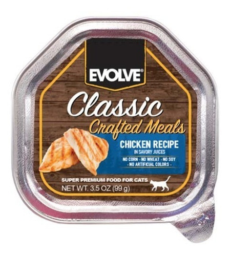 Evolve Cat Classic Bandeja Crafted Meals Pollo - 3.5 Oz - 99