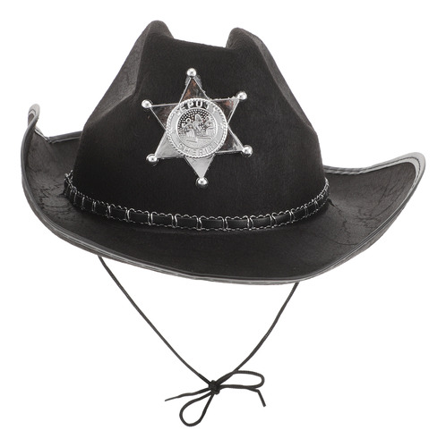 Disfraz De Vaquero Western Con Sombrero De Sheriff Negro