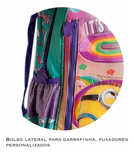Imagem 9 de 9 de Mochila De Rodas Minions Agnes Infantil Lancheira E Estojo