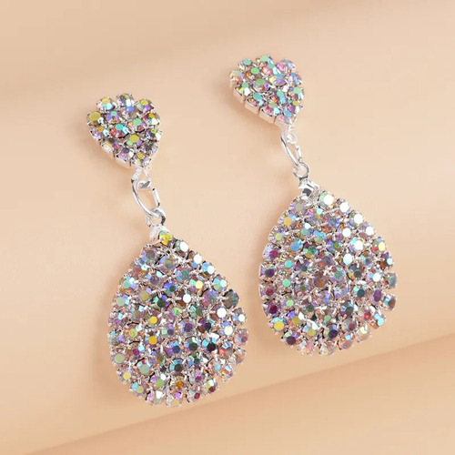  Elegantes Aretes Gota Largos Cristal Swarovski Boda Fiesta