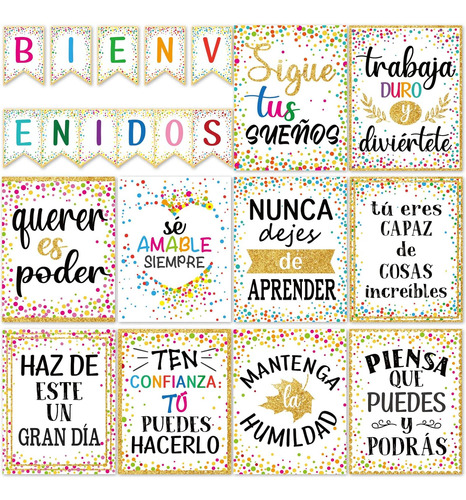 21 Piezas Bienvenidos Carteles Inspiradores Español Co...