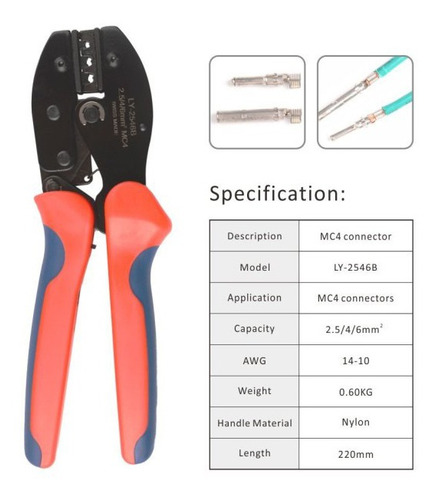 Imagem 6 de 8 de Alicate Iwiss Ly-2546b Crimpar Conector Mc4 Painel Solar