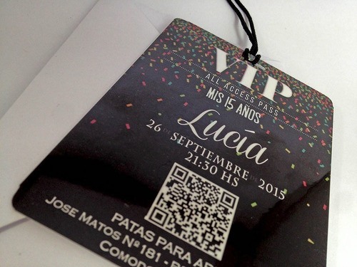 Invitacion Vip 15 Años Plastificadas Simil Pvc Cordon X10