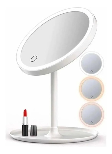 Espejo Luz Led Maquillaje Touch Plegable Iluminado Redondo