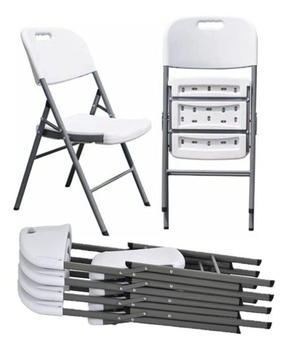 Silla Plegable Plástica Blanca 180kg Set X2 Unidades Eventos