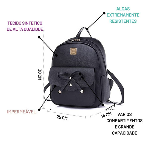 Mochila Pequena Feminina Carteira Barata Bolsa Resistente Desenho do tecido Liso