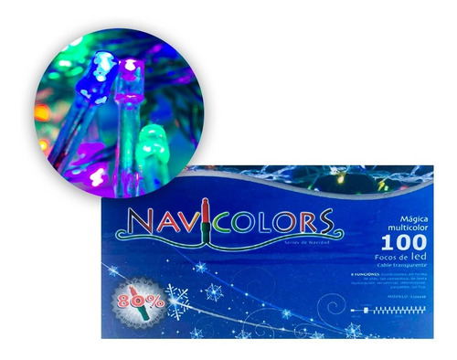 Imagen 5 de 6 de Serie Navideña 100 Led Luz Multicolor 8 Funciones 7 Mts
