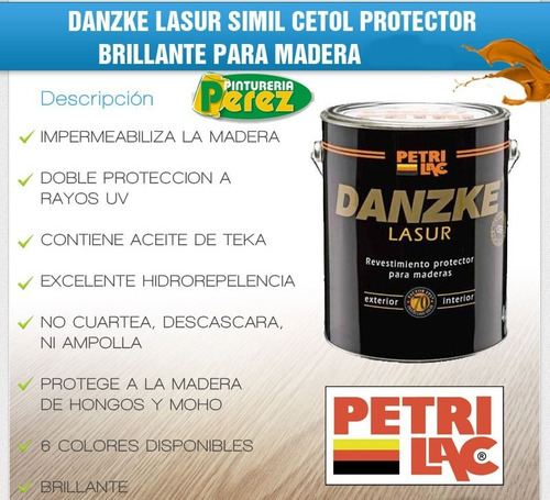 Danzke Satinado 1 Litro Impregnante Lasur Maderas Petrilac