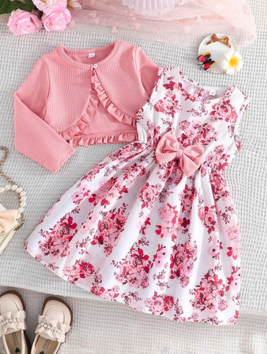 Vestido Estampado Con Saquito 8 Años