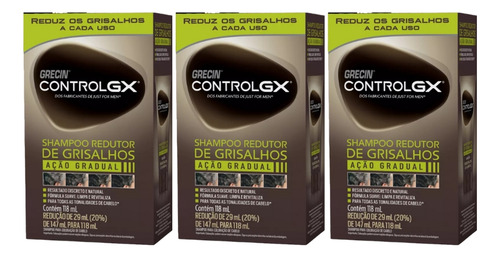 Shampoo Grecin Control Gx Redutor De Grisalhos 118ml-kit 3un