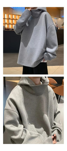 Sudadera Con Capucha Holgada Y Cuello Alto Para Hombre