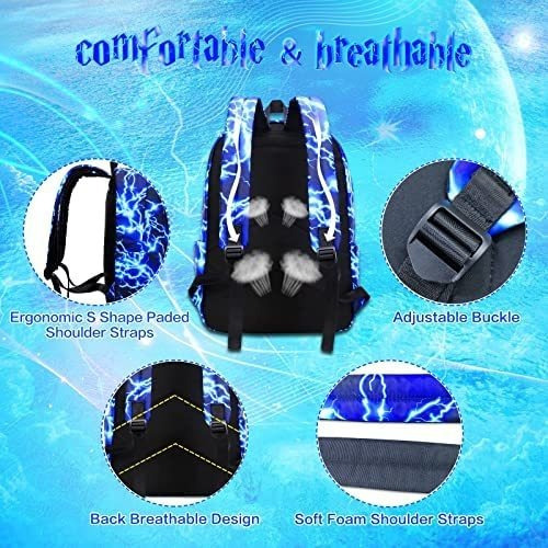 Mochila Para Laptop De Material Impermiable- Azul Relampago Color mochila azul