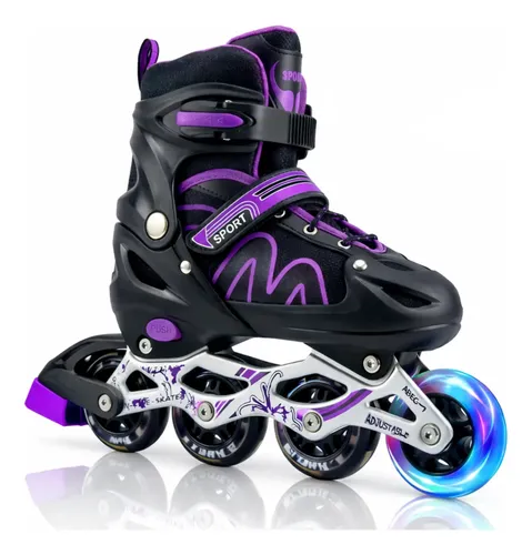 Patins Roller In Line Regulável C/ Ajuste E C/ Luz De Led Roller 36