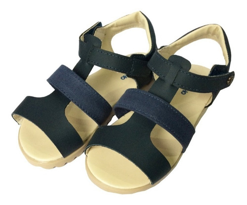 Imagem 1 de 3 de Sandália Azul Velcro Com Sola Tratorada Pimpolho 32752c