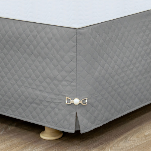 Saia Cama Box Charme Solteiro Matelada Pingente E Pedra Cor Cinza