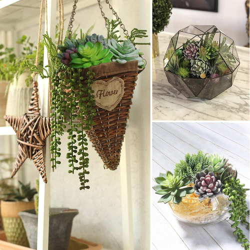 Anoak Artificial Succulent Plants - 16 Pcs Set Faux Succu...