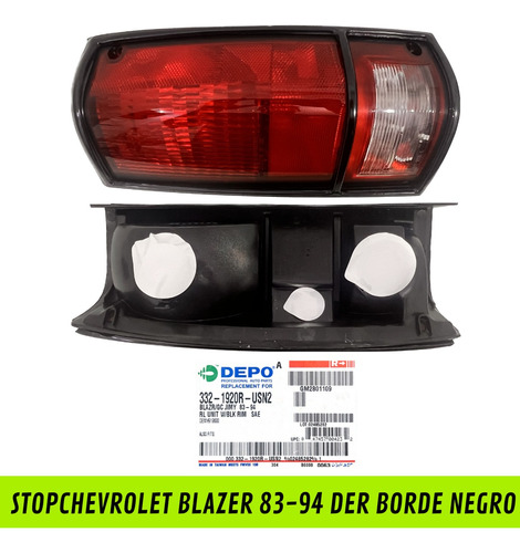 Stop Chevrolet Blazer 83-94 Derecho Borde Negro