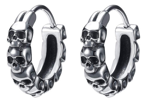 Pendiente De Aro Con Calavera Gótica, Pendientes Pequeños De
