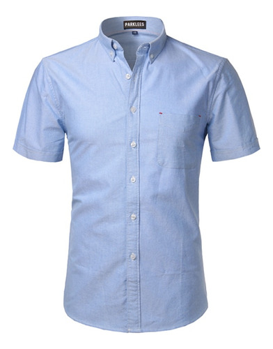 Camisa Oxford Para Hombre, Camisa De Vestir De Manga Corta P