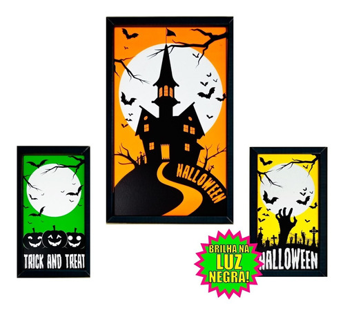 Quadros C/ Moldura Halloween Neon