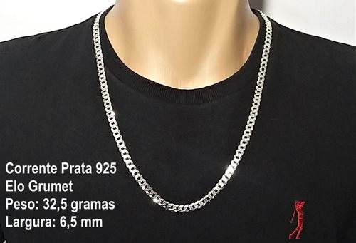 Corrente Masculina Prata 925 Grumet 70 Cm X 6,5 Mm Ref. 633