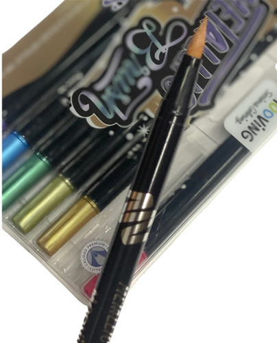 Imagen 4 de 7 de Marcadores Mooving Doble Punta Pincel Metalizados X8 Colores