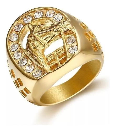 Anillo De Oro Para Hombre Con Diseño De Cabeza De Caballo C