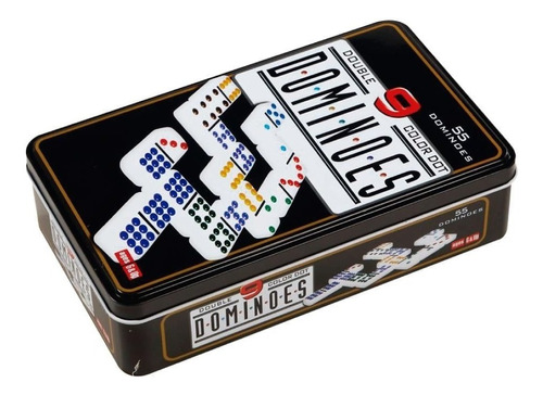 Domino Cubano Doble 9 Color Ddt 55 Fichas Caja Metalica