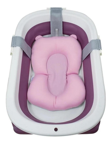 Almofada Boia Para Banho Banheira De Bebe Menina Rosa