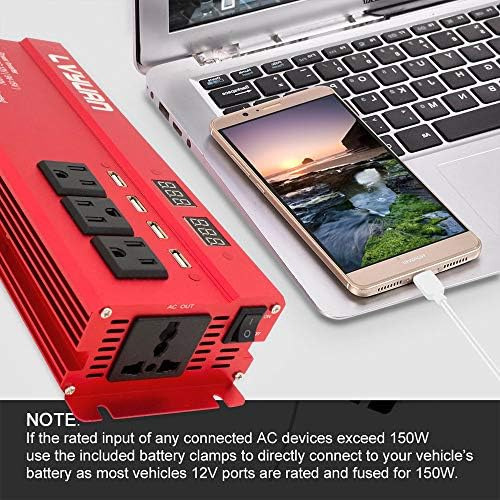 Yinleader Inversor De Corriente Para Automóvil Dc 12v A 110v
