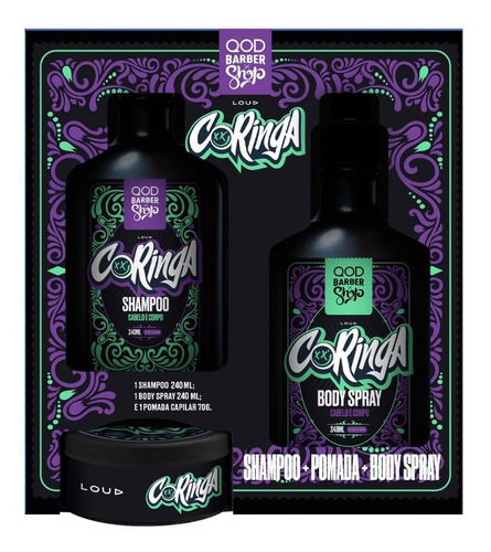 Imagem 1 de 6 de Qod Loud | Kit Coringa Shampoo + Pomada Capilar + Body Spray