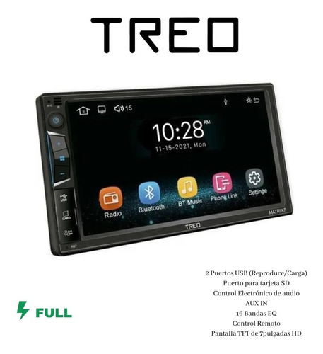 Autoestereo Con Pantalla 7 PLG Treo Matrix7 Carplay Android