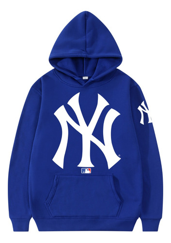 Sudadera Estilo Yankees, Unisex Con Capucha  Negro