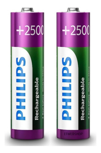 Imagem 4 de 5 de 4 Pilhas Aa Philips 2500 Recar Mais 4 Pilhas Aaa 1000 Palito