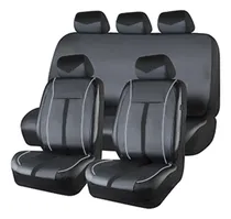 Comprar Cubre Asientos Eco Cuero Negro Franja Gris