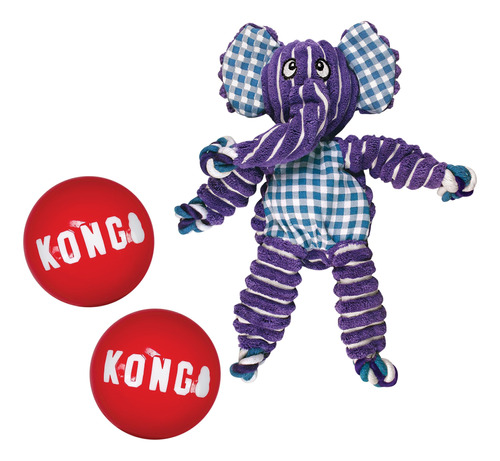 Kong Elefante De Nudos Flexibles Y 2 Bolas Distintivas, Jug.