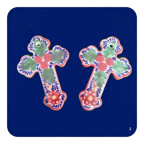 Imagen 1 de 3 de 2 Cruces De Talavera Poblana Barroca 14x10 Cm Color M2 Crz