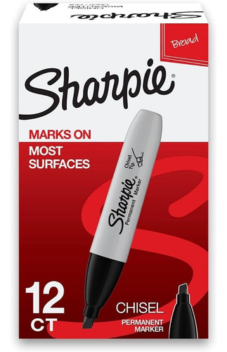 Marcador Sharpie Chisel Color Negro Caja Con 12pzas
