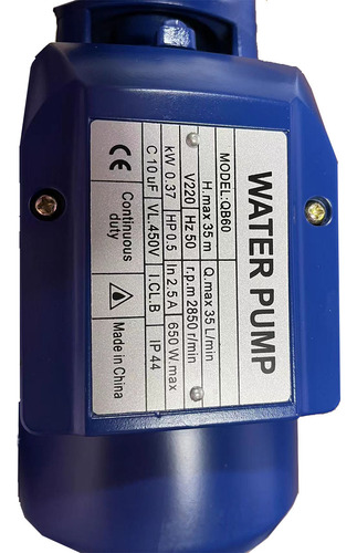 Bomba De Agua Periferica 0.5hp 1 X 1 Qb60 Bombas Centrífugas