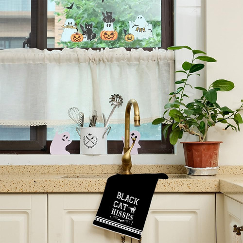 Juego De 2 Paños De Cocina De Halloween, Gato Naranja Hisses
