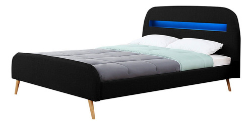 Cama King Size Moderno Luces Led Bossa Diamond Base Color Negro