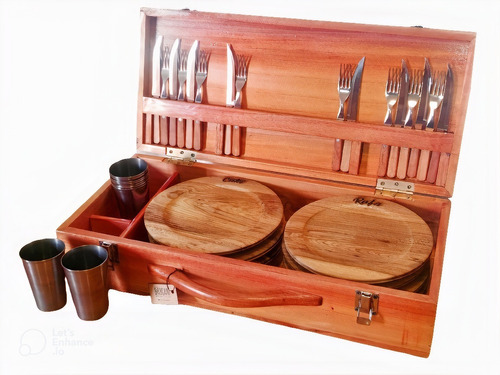 Set Asado 32 Piezas Estuche Madera Parrilla Asador 