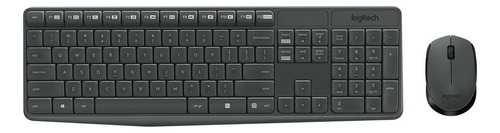 Kit de teclado y mouse inalámbrico Logitech MK235 Portugués Brasil de color gris