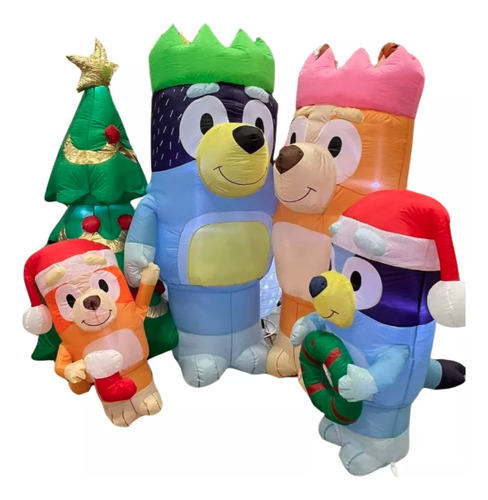 Bluey Familia Inflable Navideña Luz Led 1.92m Altura